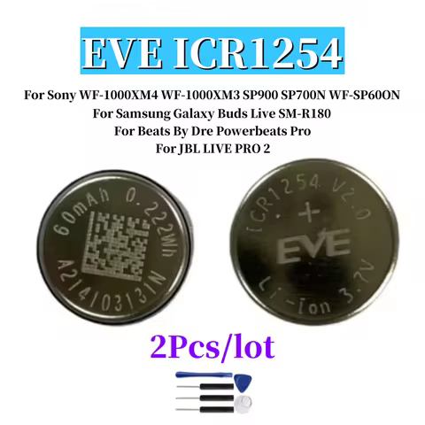 2Pcs/lot EVE ICR1254=CP1254 A3 3.7V 60mAh For Sony WF-1000XM4 WF-1000XM3 SP900 SP700N WF-SP600N For 