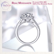 HFY GRA Certified 1.5ct 2.0ct 3.0ct Real Moissanite Engagement Ring S925 Silver White Gold for Women