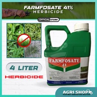 Agrishop 4 Liter Farmfosate Glyphosate 41% / BM Glyphosate 41% Class 3 Herbicide Racun Rumpai/Rumput