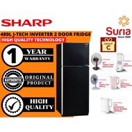 (Free Delivery Penang,Kedah &amp; Perlis)Sharp 480L J-Tech Inverter 2 Glass Door 2 Pintu Refrigerator Peti Sejuk SJP598GK
