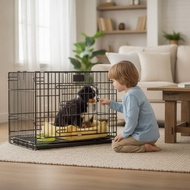 Dog Crate with Tray Single-Door Dog Crate Enclosure Metal Indoor for Dogs, Home
