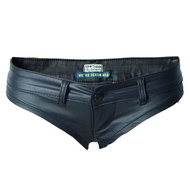 กางเกงขาสั้นสตรีเซ็กซี่ผู้หญิงยืดได้ไมโครเทียมกางเกงหนังขาสั้น Pu Booty เร้าอารมณ์ไนท์คลับมากๆผอมกาง