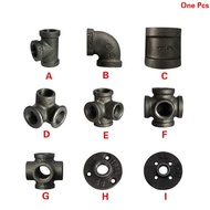 Antique Style Black self colour malleable iron pipe fittings connectors Black cast Iron threaded pip