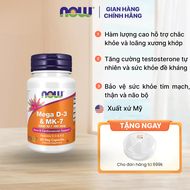 Viên uống Vitamin Mega D3 K2 (MK7) Now của Mỹ 60 viên hỗ trợ xương răng tim mạch tăng đề kháng
