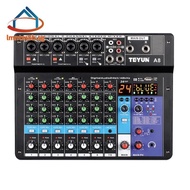 TEYUN A8 Portable Mixer Sound Card 8-Channel Mixing Console Computer Recording DJ Audio Equipment EU Plug