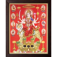 Frame Not Include Synthetic Poster Religious - Goddess Durga Ambe Sherawali Maa with his 9 Form Wall
