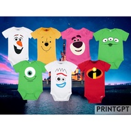 [BABY ONESIE] DISNEY THEME | FROZEN TOY STORY POOH LOTSO INCREDIBLES MONSTERS INC | BABY MILESTONE
