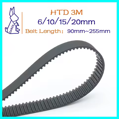 HTD 3M Belt Width 6 10 15 20mm Timing Belt 3M Closed Loop Rubber Belt Length 90mm~255mm Pitch 3mm 30