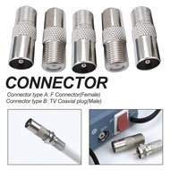 【2pcs】F Female To RF Male Connector TV Antenna Coaxial Connector F Connector TV Coaxial plug F Type Screw Connector Socket to RF Aerial Male Adapter RF Connectot MY TV Ariel Antenna Sliver Tone PAL