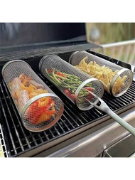 不銹鋼旋轉烤籠 - 易於清潔的烤架配件 - 完美的戶外燒烤和野營 - 給烤肉愛好者的理想禮物