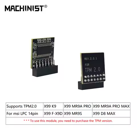 MACHINIST X99 Motherboard TPM2.0 Module For MSI LPC14pin Interface Supports X99 K9/X99 MR9S/X99 MR9A