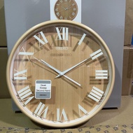 Seiko Clock QXA810A Decorator Natural Wood Color Light Brown Roman Numeral Quiet Sweep Silent Analog Wall Clock QXA810