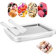 Ice Cream Sorbet Maker Frozen Yogurt Machine, Instant Cold Roller Pan Plate with 2 spatulas, Home Ma