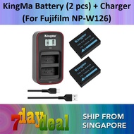 KingMa NP-W126 Battery (2 pcs) + Dual Slot USB LCD Charger Kit (For Fujifilm NP-W126S)
