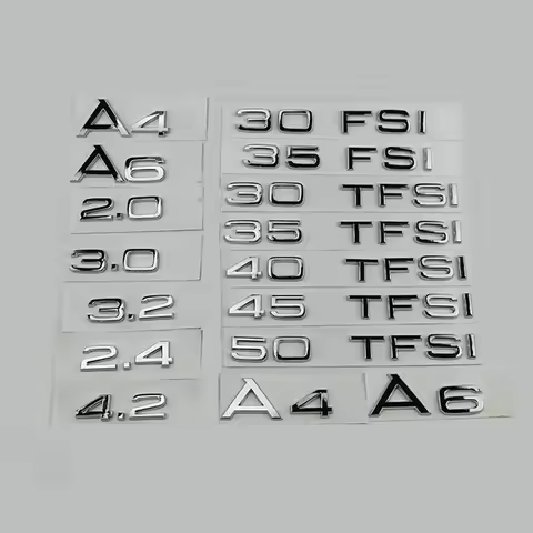3D ABS Chrome Silver Car Trunk Sticker 2.0 2.5 3.0 4.0 5.0TDI 30 35 40 45 50 55 TDI TFSI For Audi A1