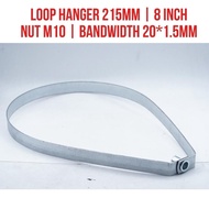 EROM 8 inch Loop Hanger Galvanized Carbon Steel Swivel Pear Shaped Hose Clamp | Nut M10 Bandwidth : 