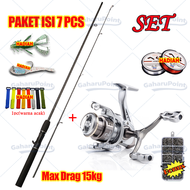 【#Kualitas Tinggi#】【#Beli 1 Dapat 7#】Joran Pancing Set 1.8M 2.1M Ultra Light Carbon 15kg 7.2:1 19+1B