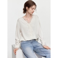 Elle | เสื้อเบลาส์คอวีลายดอกไม้ฝรั่งเศส