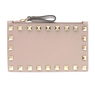 近全新 Valentino Rockstud Fragment 零錢包 WW2P0548BOL 皮革 POUDRE 粉紅米色卡包 1114 [二手] VALENTINO