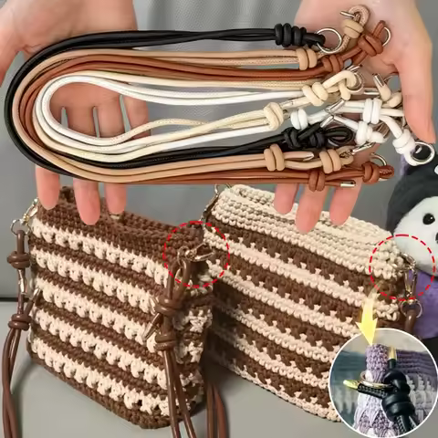 Women's Elegant 6mm Thick Round PU Single Bag Shoulder Strap Adjustable Crossbody Bag Replacement Lo
