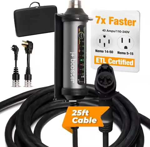 J+ Portable Level 2 EV Charger 40 Amp (J1772, 9.2KW), 240V Electric Vehicle Charging Stations, EV Ch