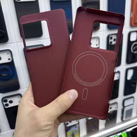 For Sony Xperia 1 VIII Red Plain Weave 1000D Kevlar Aramid Fiber Case Magnetic Magsafe Ultra Thin 60
