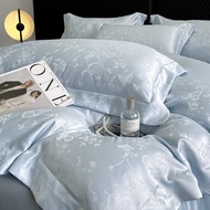 European Luxury Jacquard Ice Silk 1600TC 4IN1 Bedsheet Set Bedsheet Set Soft Quilt Cover Pillow Case
