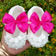 Sepatu Bayi Perempuan Rajut Heandmade Cantik Lucu Bisa Custom Terbaru