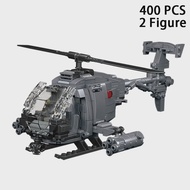 Diy Military WWII AH-6i Helicopter Fighter Model Aircraft Soldier Building Blocks Sets Airplane Doll