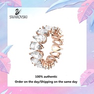 ♈Swarovski♈ 5586164 แหวนทองคำชมพู Matrix Vittore Drop Cut ประดับอัญมณีคริสตัลสีขาว (แจกกล่องของขวัญบ