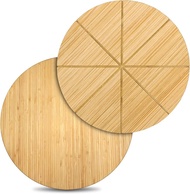 16" Round Pizza Cutting Board Pizza Platter Double Sided Large Pizza Server Bamboo Wooden 16inch Tra