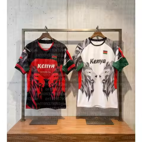 Summer Kenya Rugby 3D Printed Parent Child Jersey Short Sleeve T-shirt Quick Drying Breathable Sport