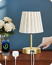 Bedside Lamp Touch Dimmable, USB A+C Ports, Table Lamp with LED Bulb, Bronze Metal Housing, E27 Sock