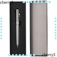 CHERRY Bolt Action Pen, Stainless Steel Black Ink Alloy Pen, Retractable Silver Signature Pen