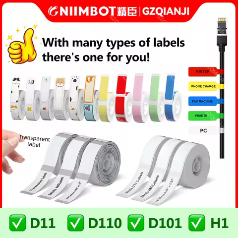 Niimbot D11 D110 D11H D110M Color Sticker Thermal Cabel Label Tag Waterproof Anti-Oil For Mini Porta