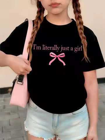 90s I Am Literally Just A Girl Letter Printed Y2k T Shirts Kids T-shirt Girls Summer Spring Casual H