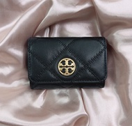 現貨❤️包郵 有單 Tory Burch 湯麗柏琦 TB Black With Gold Hardware Quilted Leather Small Willa Card Case 翻蓋皮革名片夾 