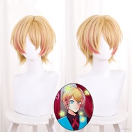 Aquamarine Hoshino Cosplay Wig Anime Oshi no Ko Pendek Kuning Pink