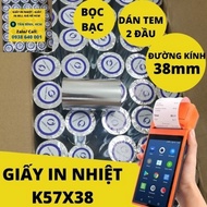 Thùng 100 cuộn Giấy in nhiệt K57 Giấy in Hóa đơn K57 x 38mm Giấy in cho Máy quẹt thẻ Pos cầm tay Now