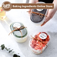 GEG 25pcs 280ml 500ml PET Transparent Plastic Mousse Cup Square Food Container Cake Box Bekas Plasti
