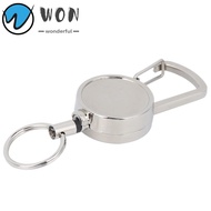 WON 2 Pcs Key Chain, 2.5cm All Metal Key Ring, Durable Antitheft Heavy Duty Retractable Keychain Out