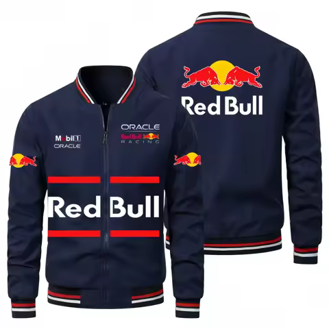 2025 New Red Bull Logo Jacket Windbreaker Men's Vintage Motorcycle Jacket Red Bull Racing Sportswear