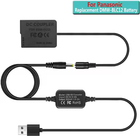 DCC8 Dummy Battery + USB Couvertor Cable DMW-DCC8 DC Coupler kit for Panasonic GX8 FZ1000 FZ300 FZ20