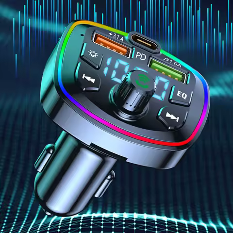 Car Bluetooth MP3 Player Bluetooth 5.0 FM Transmitter Dual USB 4.8A Fast Charger Handsfree Calling A
