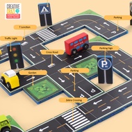 MNTL Magnetic Sheet Set, Road, Railroad and Letters for Magnetic Tiles