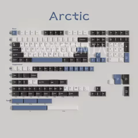 173 Keys/Set Double Shot PBT Keycap For Mechanical Keyboard GMK Arctic KeyCaps Cherry Profile With I