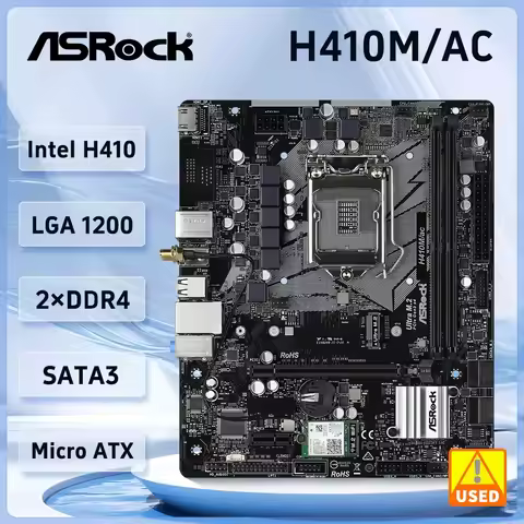 ASROCK H410M/ac Motherboard Intel H410 LGA 1200 DDR4 64GB M.2 M-ATX support i9-10900F i5-10600 i5-10