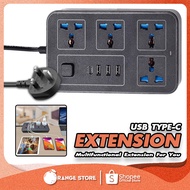 Power Socket Extension Plug With USB Port USB TYPE-C Universal Malaysia 3 Pin Plug Wayar 3/4/5 Gang 