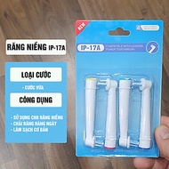 Cho máy Oral B, răng niềng, Set bộ 4 đầu bàn chải đánh răng điện New IP-17A cho răng niềng Minh Hous