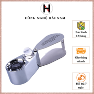 Kính lúp 40X móc khóa cầm tay bằng kim loại cứng có đèn chiếu sáng